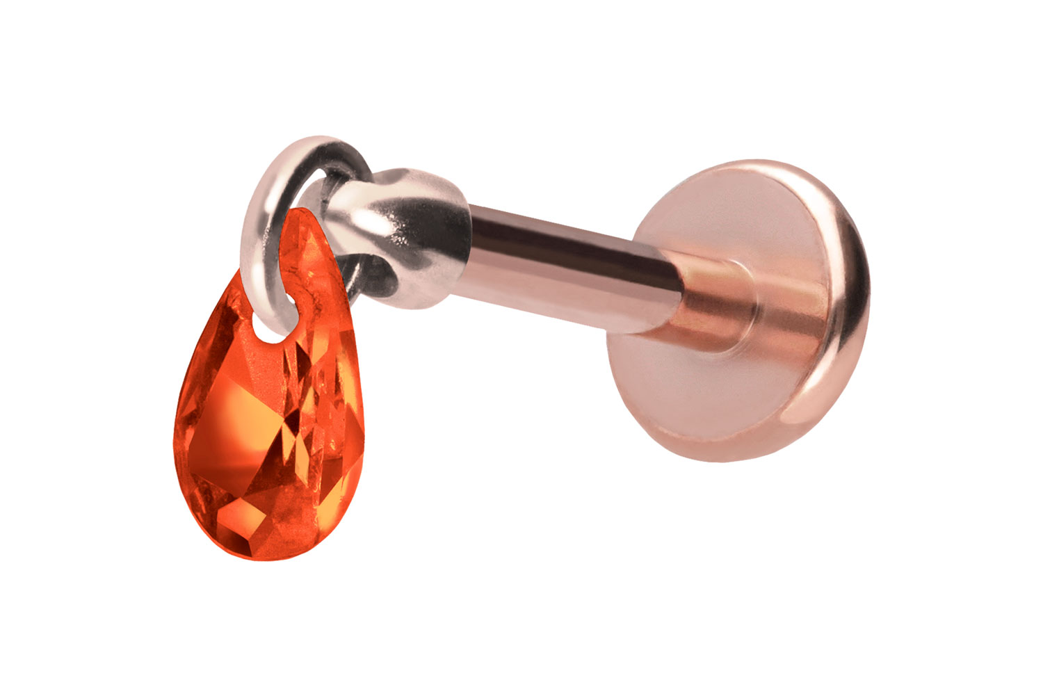 Titan Labret Piercing mit Push Fit KRISTALLTROPFEN